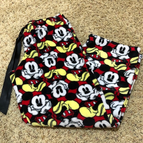 Disney Other - Disney Mickey Mouse Red Fuzzy Pajama Pants